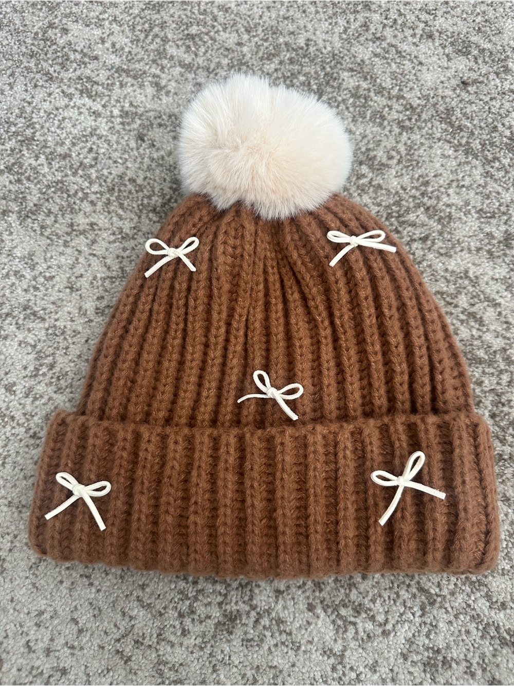 Fransesca’s Brown Ribbed Bow Hat O/S